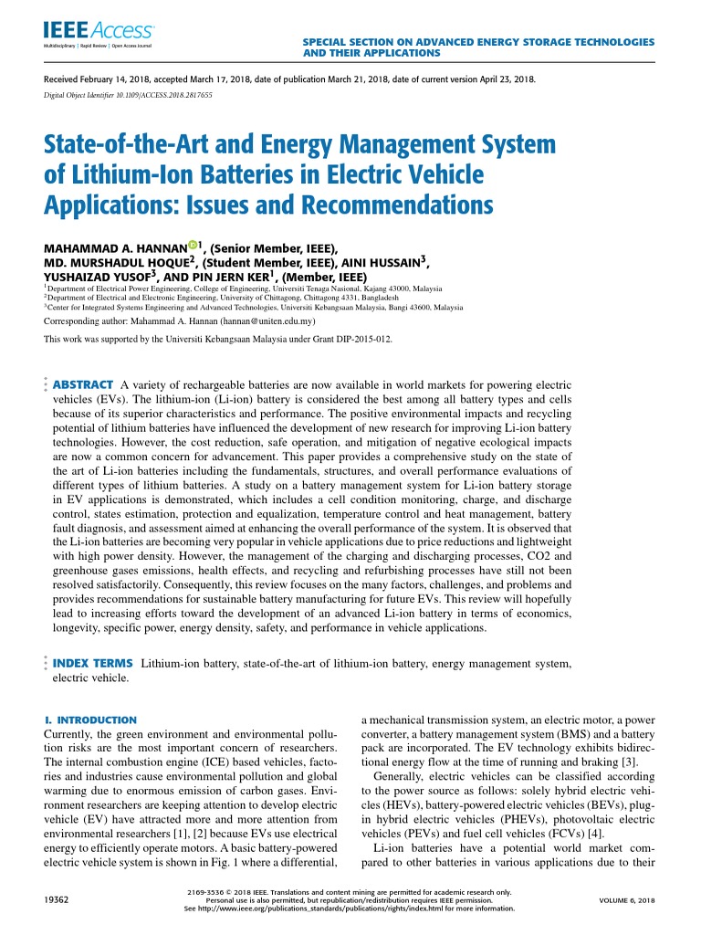 Li-Ion Battery Management in EVs | PDF | Rechargeable Battery | Lithium ...