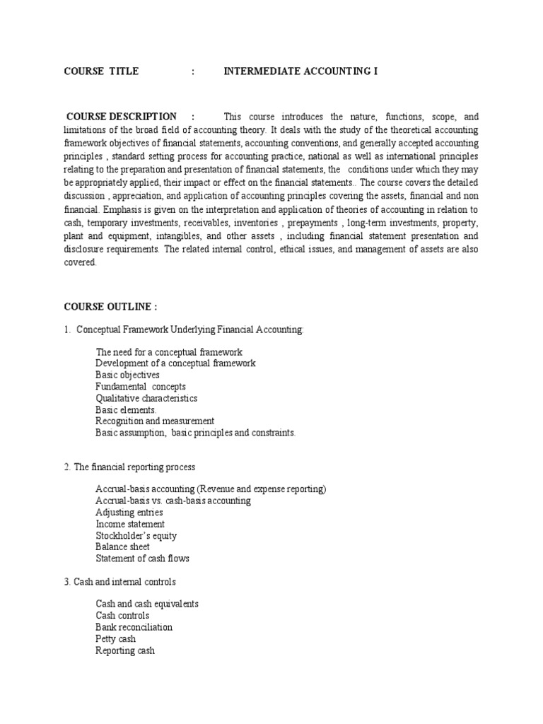 INTERMEDIATE ACCOUNTING 1 COURSE OUTLINE intelligence overview