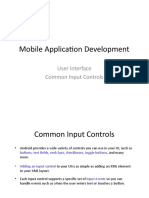 Mobile Application Development: User Interface Common Input Controls