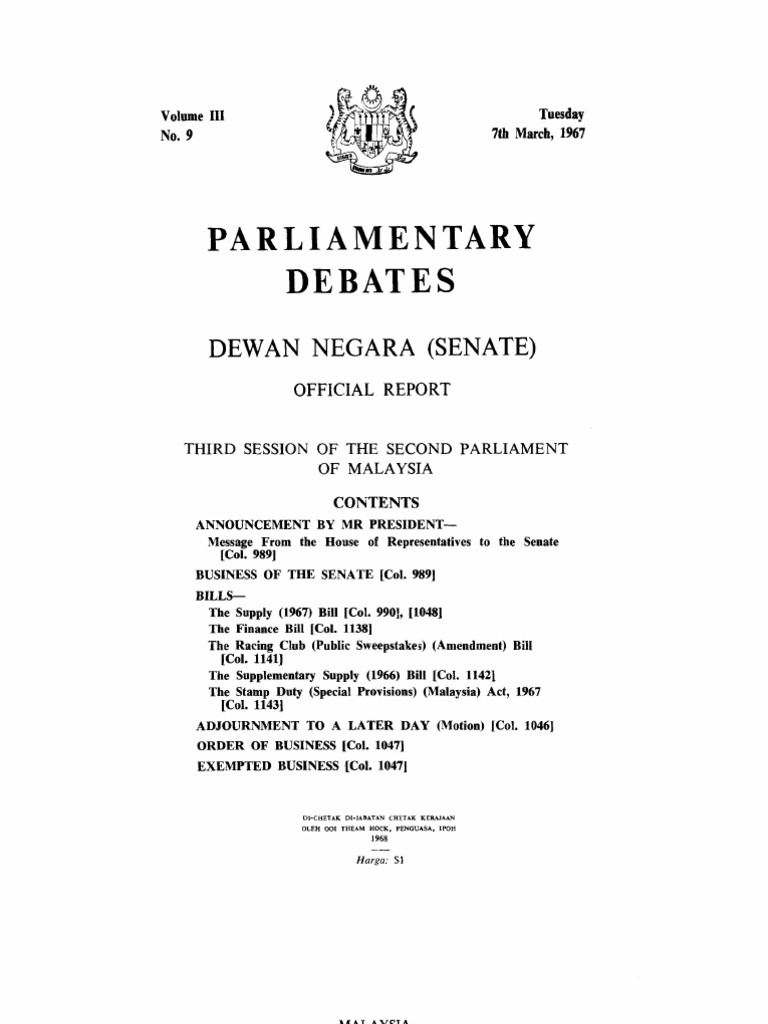 Parliamentary Debates Dewan Negara (Senate)  PDF