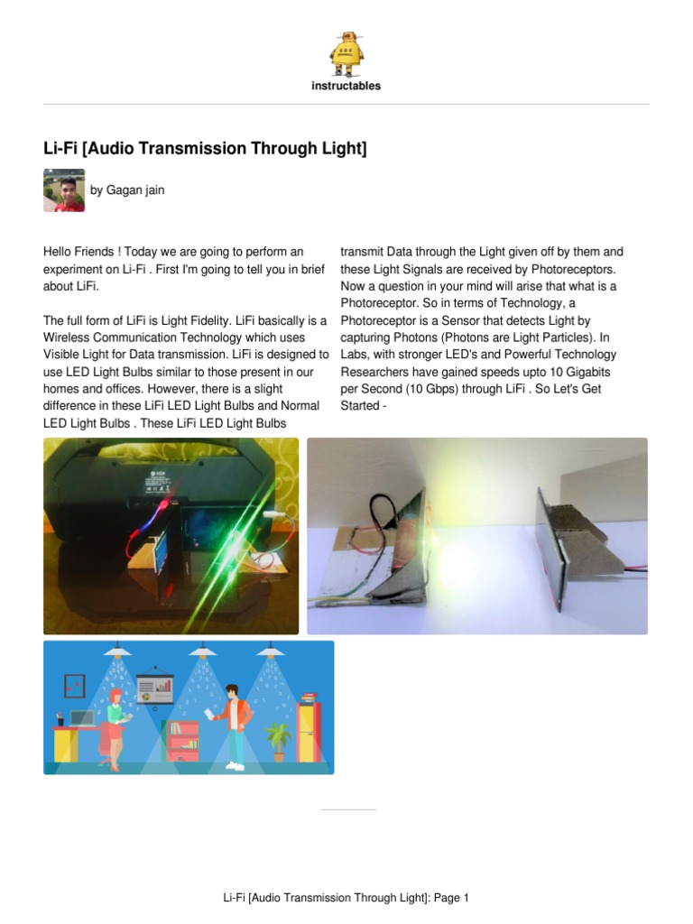 DIY Li-Fi Audio Transmission Guide | PDF | Telephone | Loudspeaker