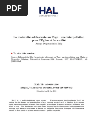 Billy Ameyo 14 Ed270 Pdf Adolescence Grossesse