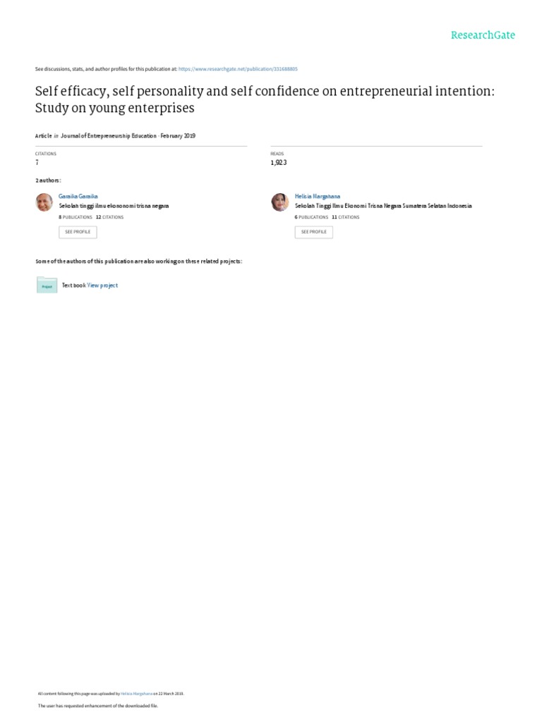 Entrepreneurial Intentions in Young Enterprises | PDF | Structural ...
