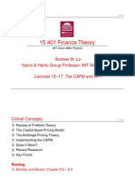 15.401 Finance Theory: Andrew W. Lo Harris & Harris Group Professor, MIT Sloan School