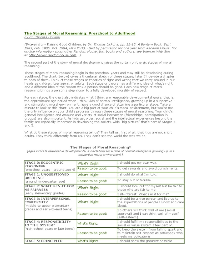 Stages of Moral Reasoning Explained | PDF | Conflict Resolution | Value ...