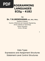 Programming Languages Eceg - 4182: Dr. T.R.Srinivasan