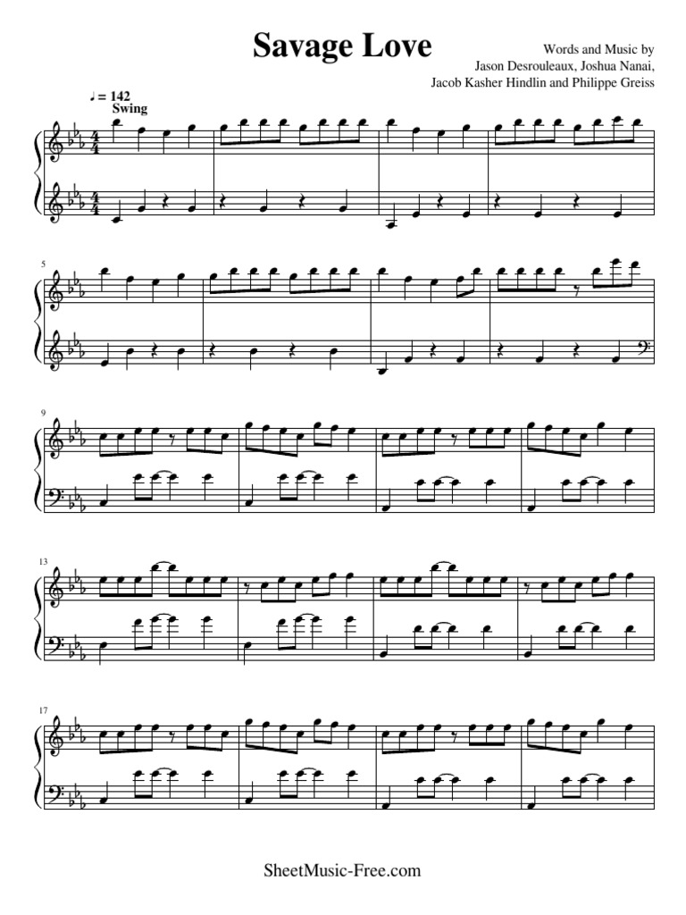 Savage Love Sheet Music Jason Derulo PDF | PDF