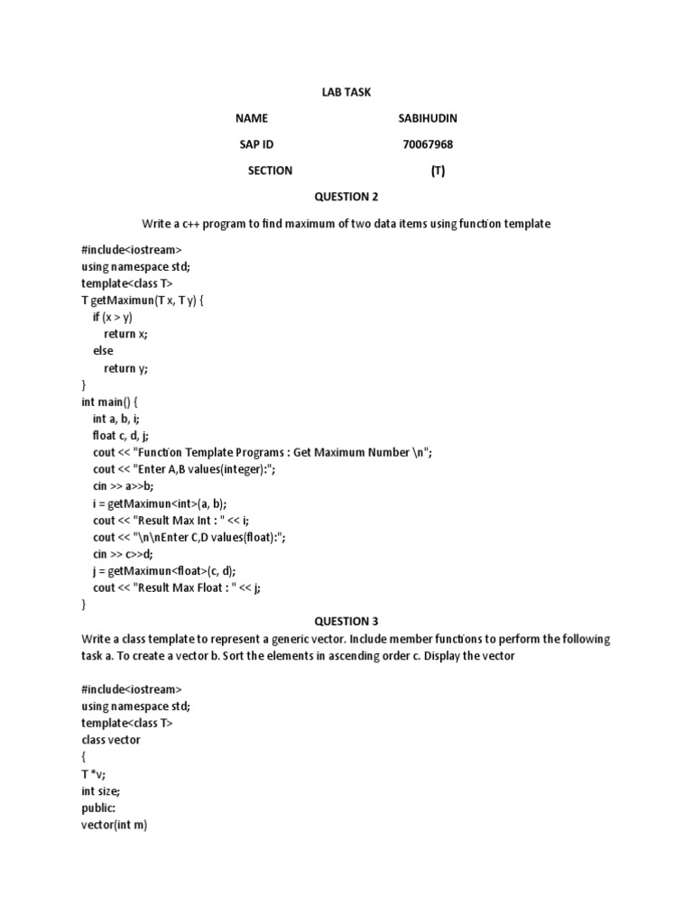 C++ Function and Class Templates Guide | PDF