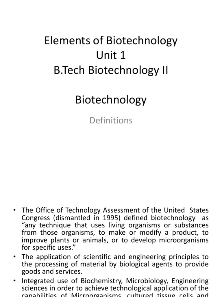 Overview of Biotechnology Fundamentals | PDF | Biotechnology | Genetic ...