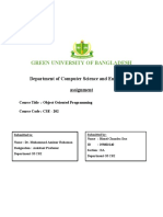 Green University of Bangladesh: Department of Computer Science and Engineering Assignment