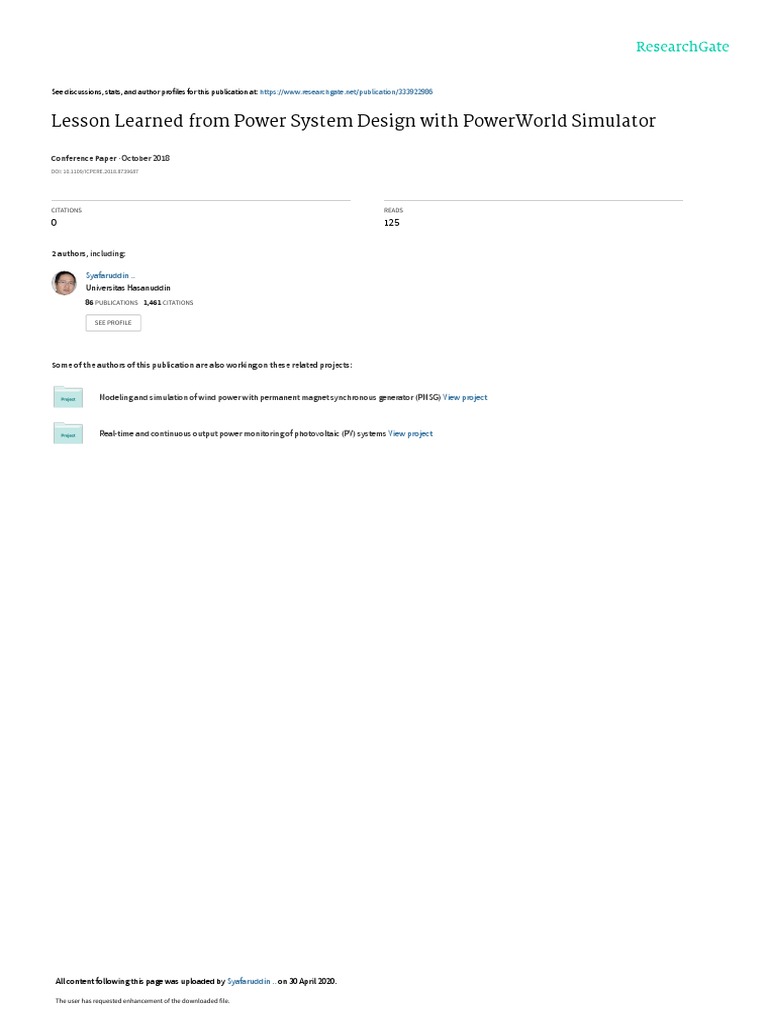 Lesson Learned From Power System Design With Powerworld Simulator | PDF ...