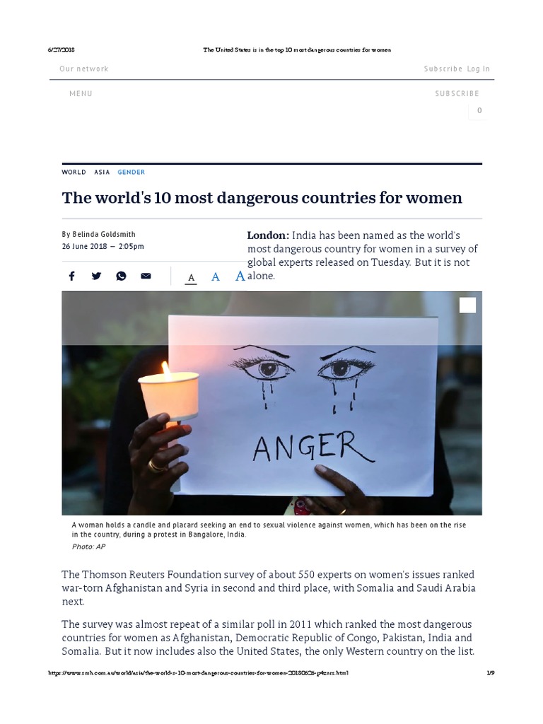 The United States Is in The Top 10 Most Dangerous Countries For Women ...