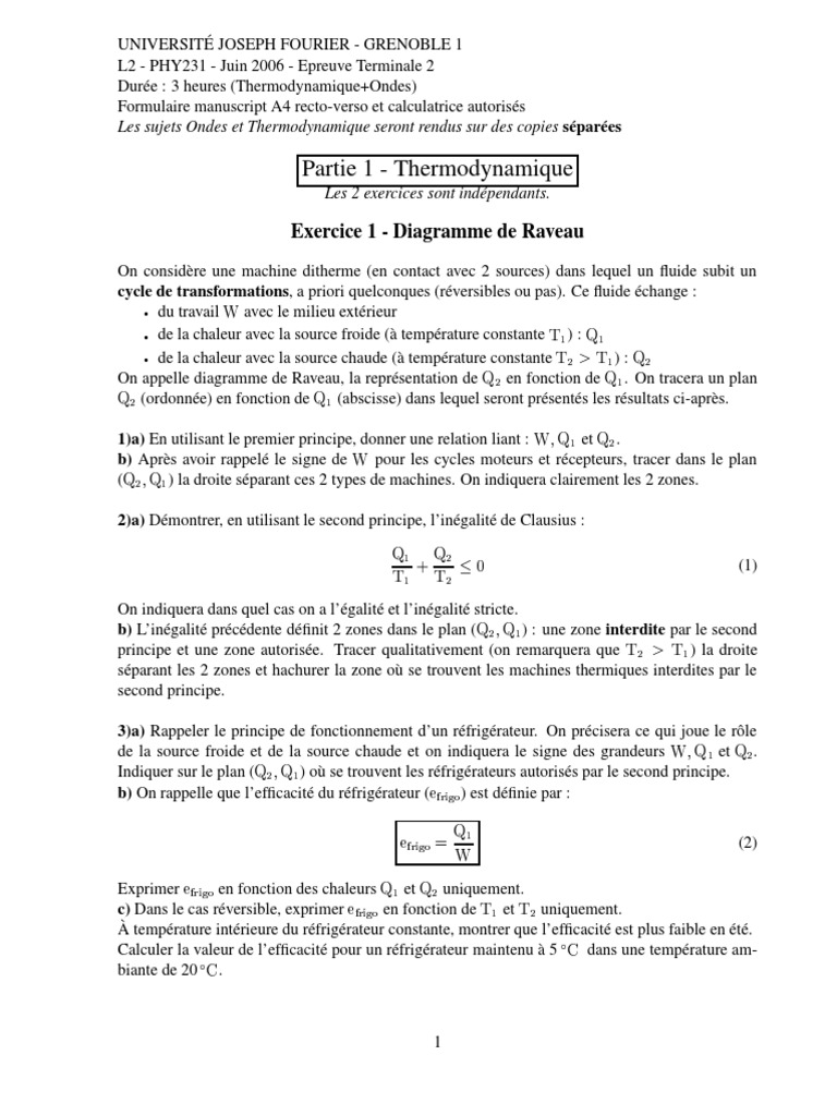 Thermodynamique : Diagramme de Raveau | PDF | Deuxième principe de la ...