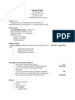 Resume Typed Template For Students
