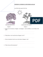 Exercise On Writing Diffrence, Inference, Hypothesis and Aim