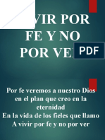 Vivir Por Fe y No Por Ver