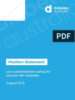 Position Statement: Low Carbohydrate Eating For People With Diabetes August 2018