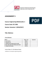 Assignment 3: Course: Engineering Mathematics 1 Course Code: ECC 3001 Session: Semester 1 (2016/2017)