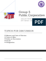 Group 5 Public Corporation: Arellano University School of Law Atty. Tenorio - Mondays 7:30-9:30Pm