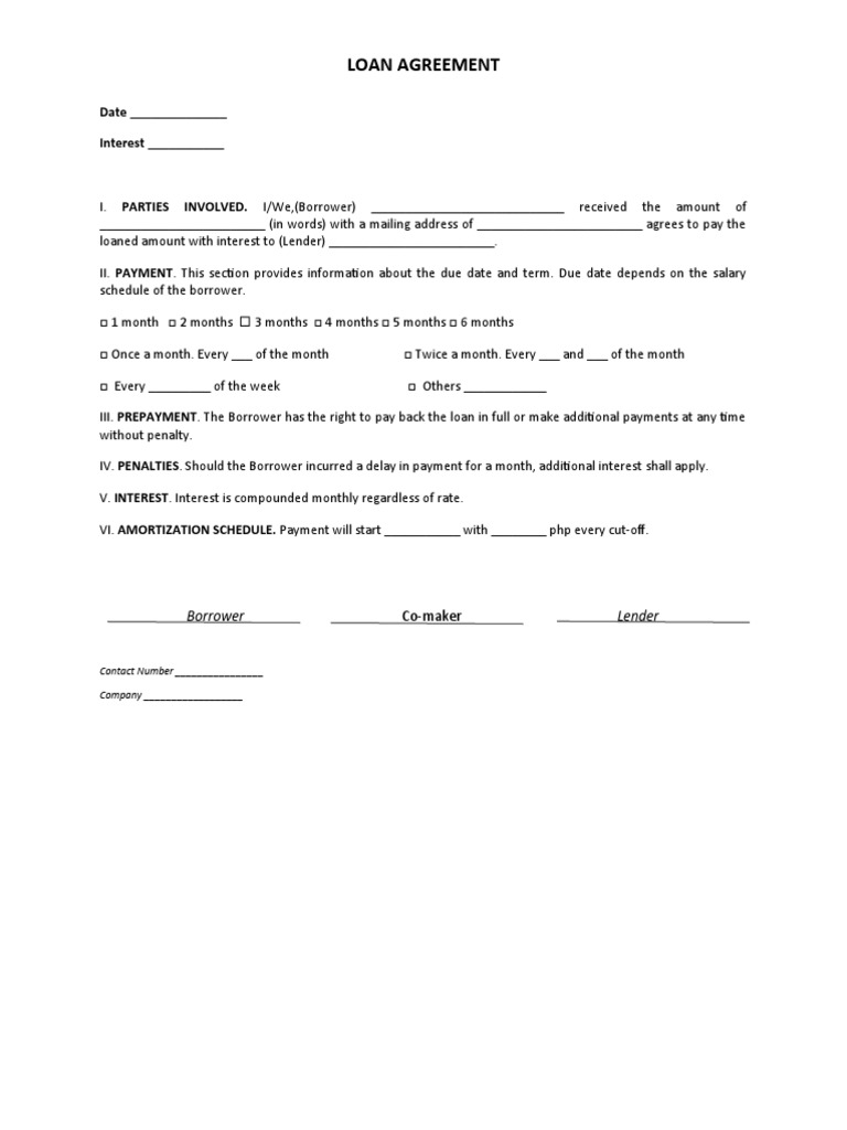 Standard Loan Agreement Between John Doe (Borrower) and ABC Bank