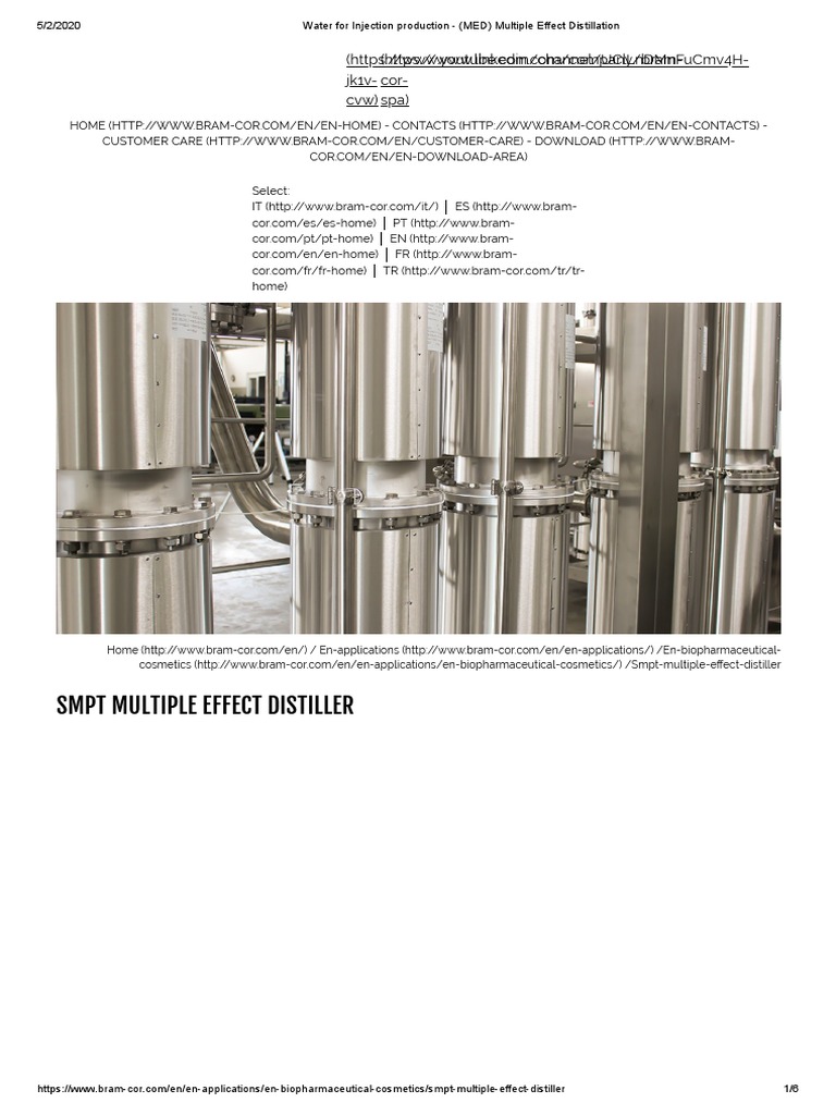 Water For Injection Production - (MED) Multiple Effect Distillation ...