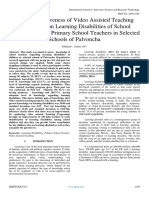 Assess Effectiveness of Video Assisted Teaching Programme On Learning Disabilities of School Children Among Primary School Teachers in Selected Schools of Palvoncha