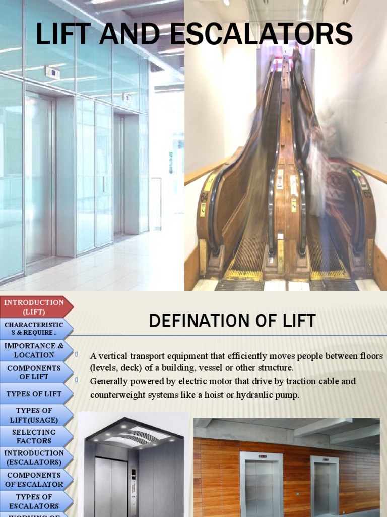 Lift and Escalators PDF Escalator Elevator