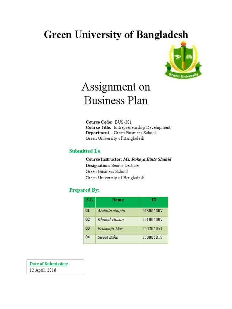 Business Plan Assignment for BUS-301 | PDF