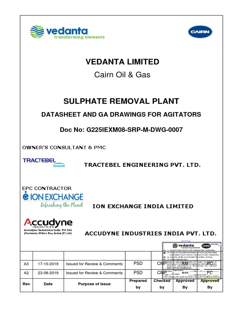 Vedanta Limited Cairn Oil & Gas PDF Gear Transmission (Mechanics)