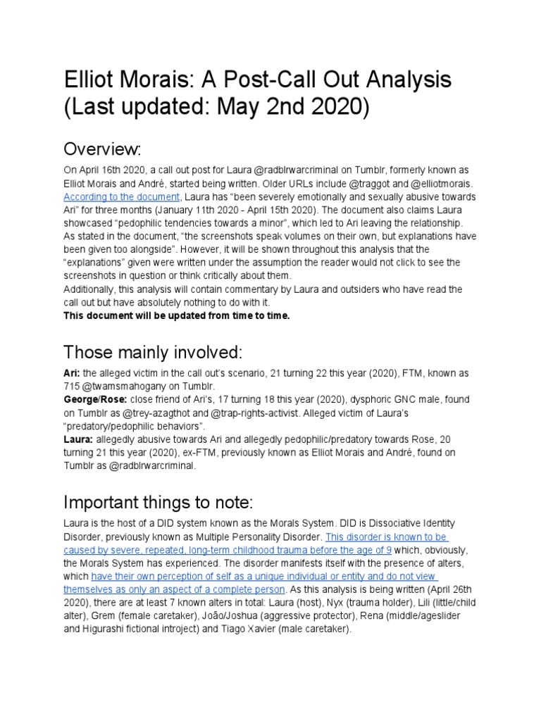 Tumblr Call-Out Analysis | PDF | Obsessive–Compulsive Disorder ...