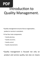 Introduction To Quality Management