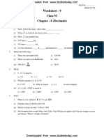 CBSE Class 6 Decimals Worksheet PDF
