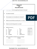 CBSE Class 6 Body Movements Worksheet PDF