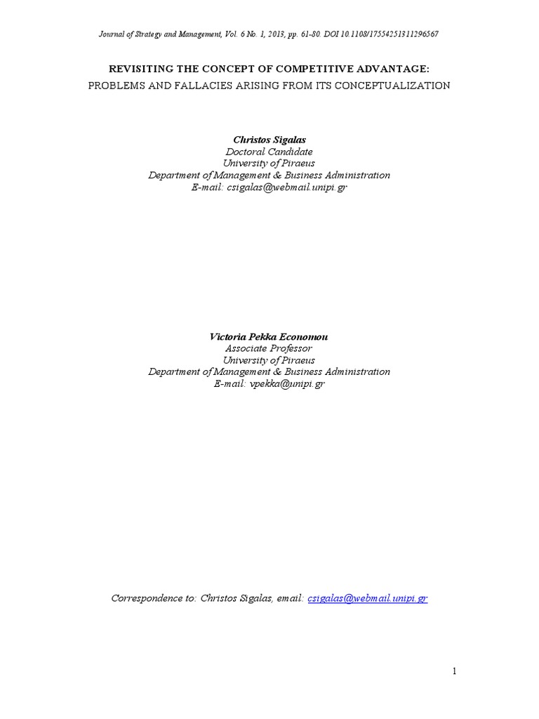 Rethinking Competitive Advantage Concepts | PDF | Competitive Advantage ...