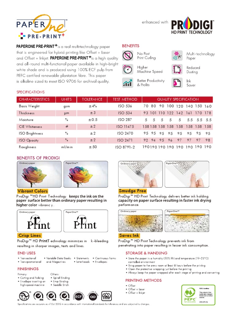 PaperOne PrePrint Datasheet I | PDF