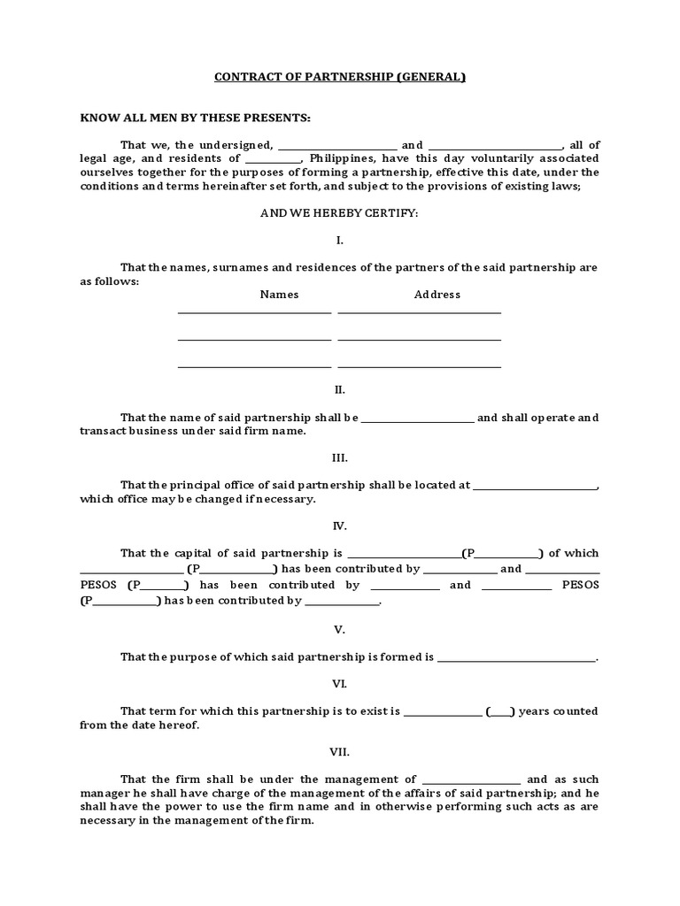 Partnership Deed Template | PDF | Justice | Crime & Violence