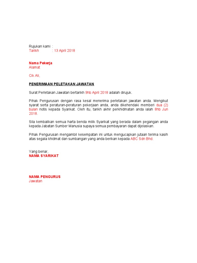 Contoh Surat Rasmi Perlucutan Jawatan / Contoh surat lantikan ajk pibg.