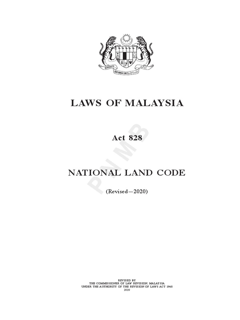 National Land Code Act 828 (2020) | PDF | Lease | Property