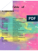 Math Table of Contents