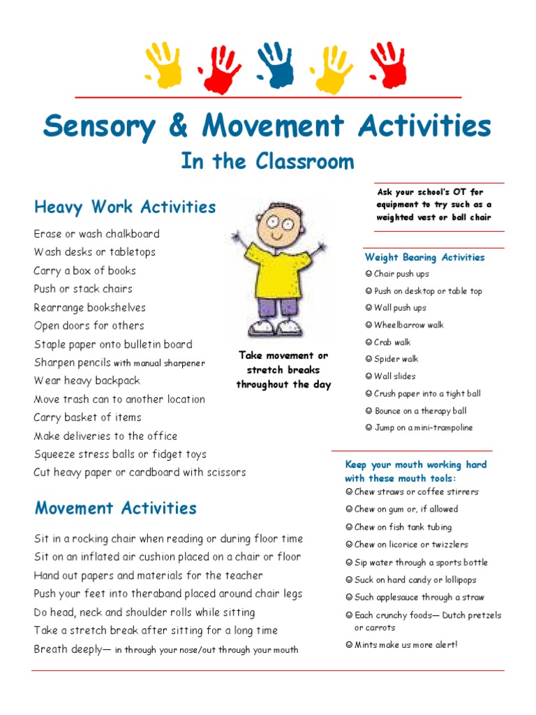 Sensory & Movement Activities: in The Classroom | PDF | Chair | Sports