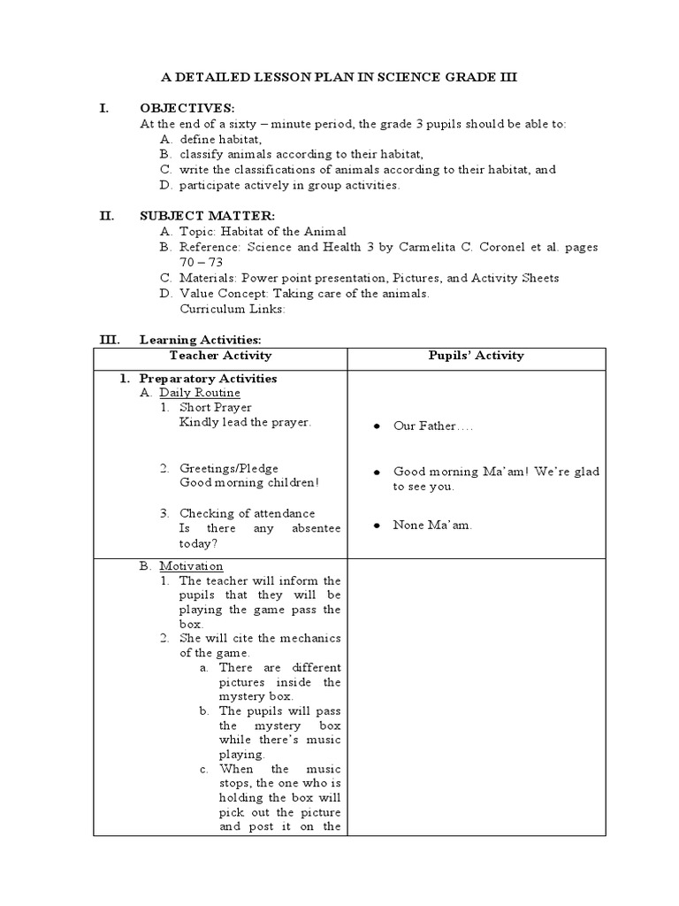 A Detailed Lesson Plan in Science Grade Iii | PDF | Grassland | Pond