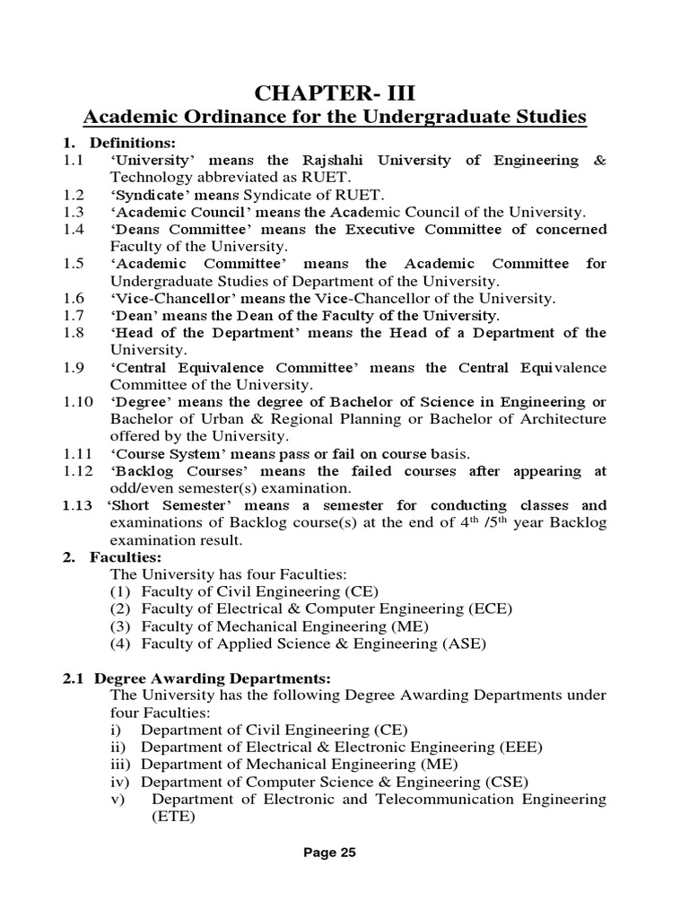 RUET Undergraduate Academic Ordinance | PDF | Course Credit ...