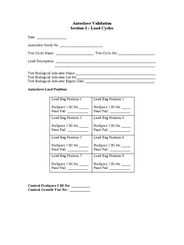 Autoclave Validation Load Cycle Report | PDF
