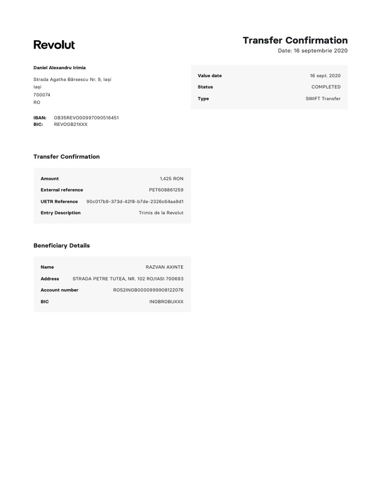 SWIFT Transfer Confirmation Details | PDF