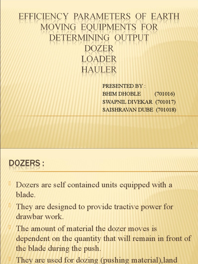 Dozer Efficiency and Production Analysis | PDF | Motor Vehicle | Loader ...