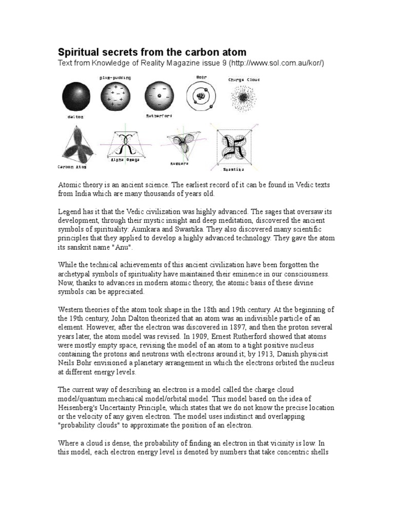Spiritual Secrets From The Carbon Atom | PDF | Atoms | Electron