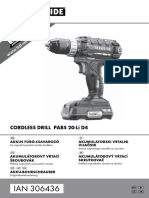 Cordless Drill Pabs 20-Li D4: Akkus Fúró-Csavarozó Akumulatorski Vrtalni Vijačnik