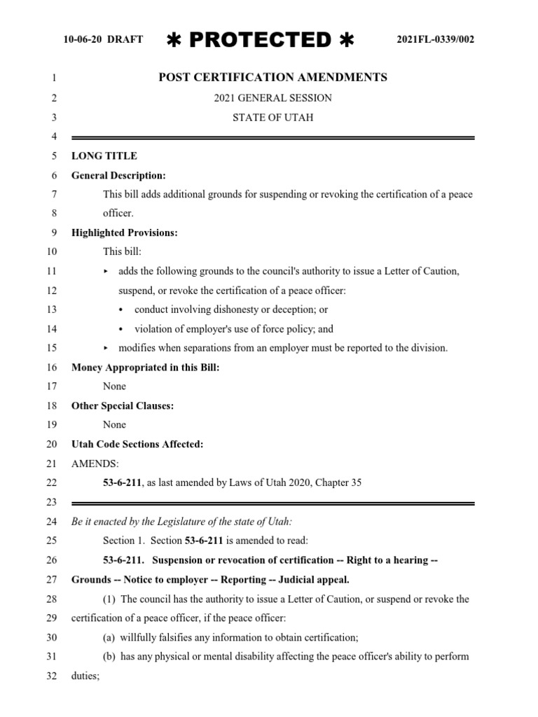 Amendments to Peace Officer Certification | PDF | Burden Of Proof (Law ...