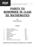 Points To Remember in Class Xii Mathematics: by Balraj Khurana