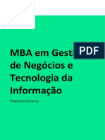 Programa de Curso MBA em Gestão de Negócios e Tecnologia Da Informação